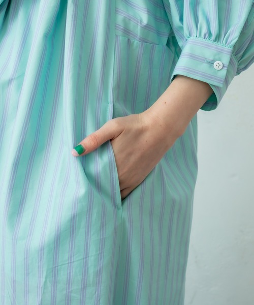 ワンピース ドレス ワンピースストライプシャツワンピース ワンピース Mystic ミスティック のファッション