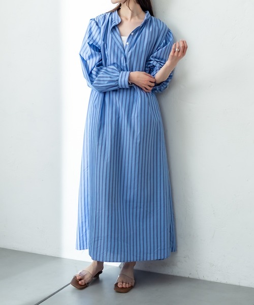 mystic(ミスティック)の「ストライプシャツワンピース(ワンピース・レディース・ブルー/グリーン・FREE)」の11枚目の写真