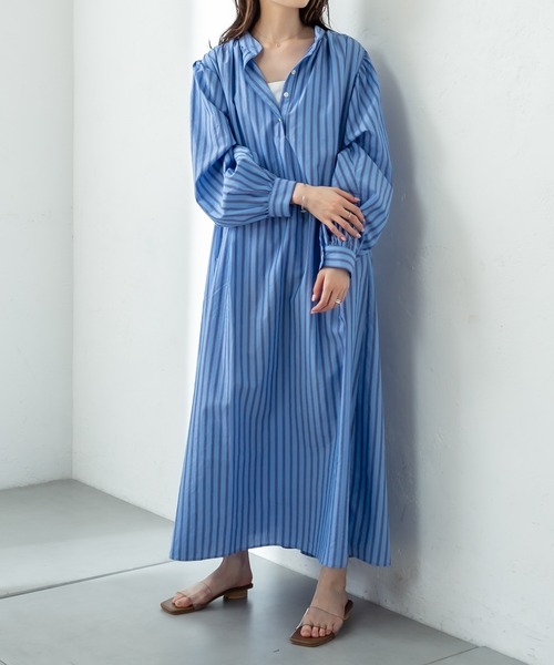 mystic(ミスティック)の「ストライプシャツワンピース(ワンピース・レディース・ブルー/グリーン・FREE)」の8枚目の写真