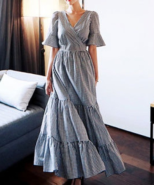 セール カシュクール ティアード ロングフレアワンピース Ama ワンピース Gossip ロサンゼルス ゴシップロサンゼルス のファッション通販 Zozotown