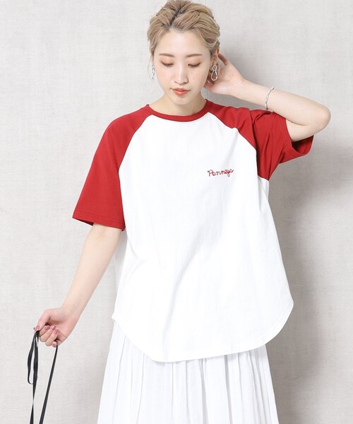 FREAK'S STORE（フリークスストア）の「▽【WEB限定】PENNEYS/ペニーズ　別注ラグラン配色Tシャツ（Tシャツ/カットソー・レディース・ホワイト/グリーン/ベージュ/グレー/レッド・ﾌﾘ-）」の5枚目の写真