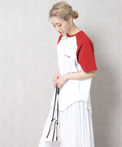 FREAK'S STORE（フリークスストア）の「▽【WEB限定】PENNEYS/ペニーズ　別注ラグラン配色Tシャツ（Tシャツ/カットソー・レディース・ホワイト/グリーン/ベージュ/グレー/レッド・ﾌﾘ-）」の11枚目の写真