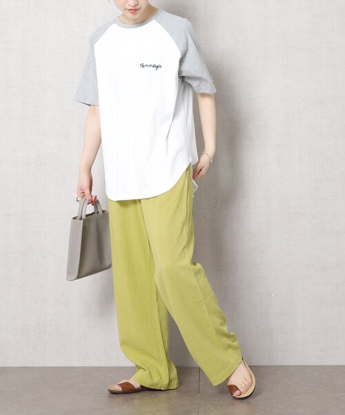 FREAK'S STORE（フリークスストア）の「▽【WEB限定】PENNEYS/ペニーズ　別注ラグラン配色Tシャツ（Tシャツ/カットソー・レディース・ホワイト/グリーン/ベージュ/グレー/レッド・ﾌﾘ-）」の12枚目の写真