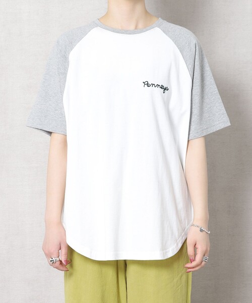 FREAK'S STORE（フリークスストア）の「▽【WEB限定】PENNEYS/ペニーズ　別注ラグラン配色Tシャツ（Tシャツ/カットソー・レディース・ホワイト/グリーン/ベージュ/グレー/レッド・ﾌﾘ-）」の17枚目の写真