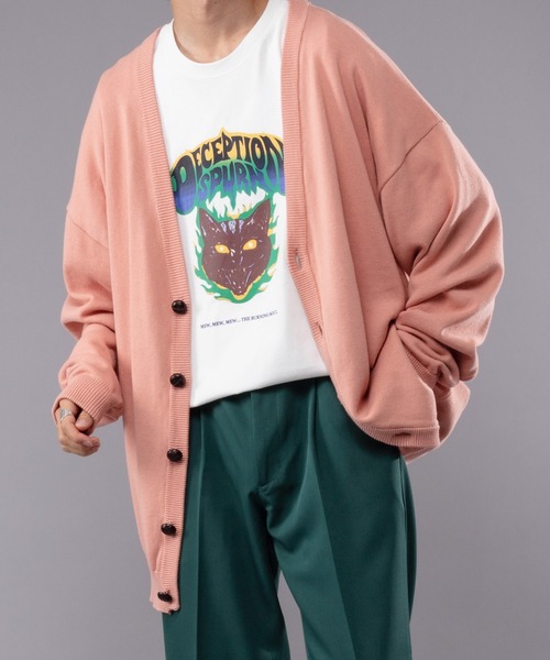 kutir（クティール）の「スプリングルーズニットカーディガン（カーディガン/ボレロ・メンズ・ピンク/ダークパープル/マスタード/ダークブルー・MEDIUM/LARGE）」の4枚目の写真