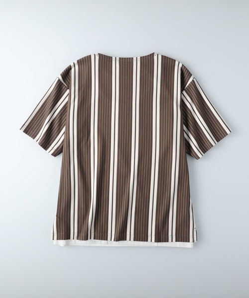 PLUS ONE（プラスワン）の「【PLUS ONE】ストライプレイヤードTシャツ（アンサンブル・メンズ・ブラック/ベージュ/ネイビー・M/L/XL）」の14枚目の写真