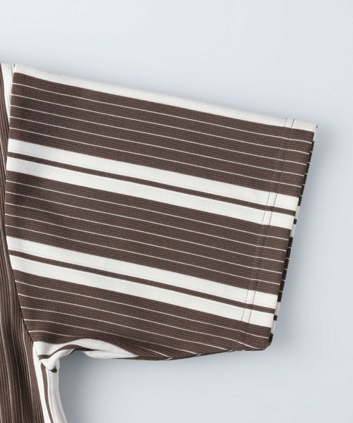 PLUS ONE（プラスワン）の「【PLUS ONE】ストライプレイヤードTシャツ（アンサンブル・メンズ・ブラック/ベージュ/ネイビー・M/L/XL）」の9枚目の写真