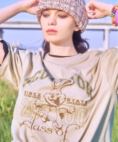 SCULPTOR（スカルプター）の「MASCOT VARSITY TEE/マスコットバーシティTシャツ（Tシャツ/カットソー・レディース・ホワイト/ベージュ/グレー/ブラック・MEDIUM）」の4枚目の写真