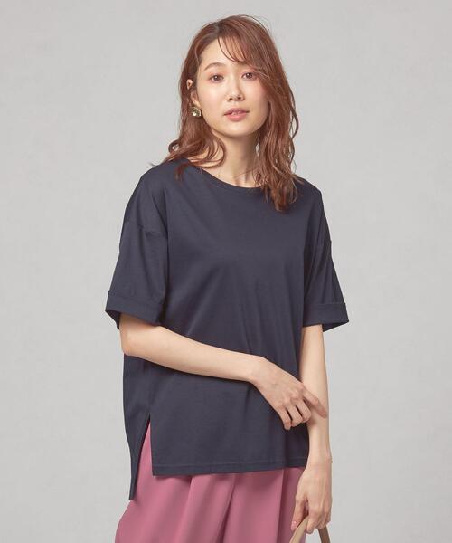 closet story（クローゼットストーリー）の「＜closet story＞CSC C ロールアップ カットソー（Tシャツ/カットソー・レディース・ホワイト/ネイビー/ライトピンク・FREE）」の3枚目の写真