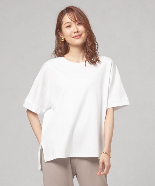 closet story（クローゼットストーリー）の「＜closet story＞CSC C ロールアップ カットソー（Tシャツ/カットソー・レディース・ホワイト/ネイビー/ライトピンク・FREE）」の2枚目の写真