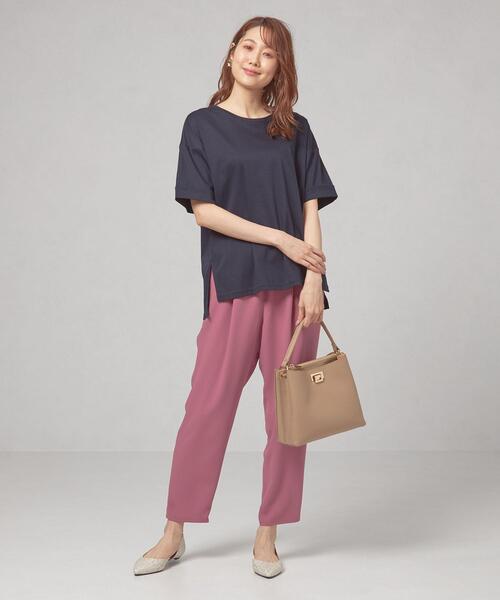 closet story（クローゼットストーリー）の「＜closet story＞CSC C ロールアップ カットソー（Tシャツ/カットソー・レディース・ホワイト/ネイビー/ライトピンク・FREE）」の4枚目の写真