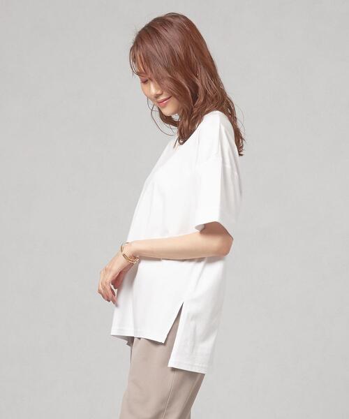 closet story（クローゼットストーリー）の「＜closet story＞CSC C ロールアップ カットソー（Tシャツ/カットソー・レディース・ホワイト/ネイビー/ライトピンク・FREE）」の5枚目の写真