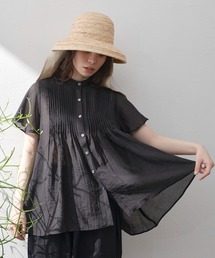 Libra Cue | ハーフスリーブピンタックブラウス(シャツ/ブラウス)