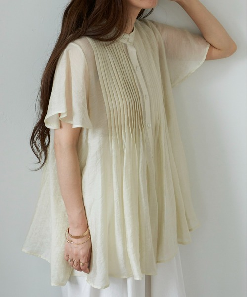 Libra Cue(リブラ キュー)の「ハーフスリーブピンタックブラウス(シャツ/ブラウス・レディース・ホワイト/ブラック/グレー・FREE)」の16枚目の写真