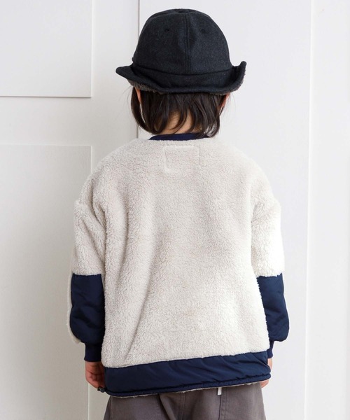 MAKE YOUR DAY（メイクユアデイ）の「裾切替両面ボアプルオーバー■80～140cm（スウェット・キッズ・チャコールグレー/モカ/アイボリー/ピンク・110/120/130/140/100/90/80）」の6枚目の写真