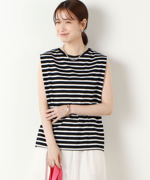 NOLLEY’S（ノーリーズ）の「シルケット天竺ボーダーノースリーブカットソー（Tシャツ/カットソー・レディース・パープル系その他4/ブラック系その他3/グリーン系その他3・36/38）」の21枚目の写真