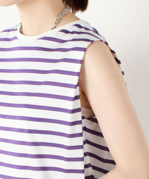 NOLLEY’S（ノーリーズ）の「シルケット天竺ボーダーノースリーブカットソー（Tシャツ/カットソー・レディース・パープル系その他4/ブラック系その他3/グリーン系その他3・36/38）」の8枚目の写真