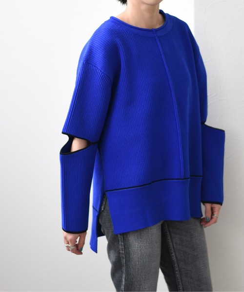 Eimee Law(エイミーロウ)の「配色リンキングスリットスリーブニットTOPS(ニット/セーター・レディース・ライトグレー/ブラウン/ピンク/ブルー・38)」の17枚目の写真
