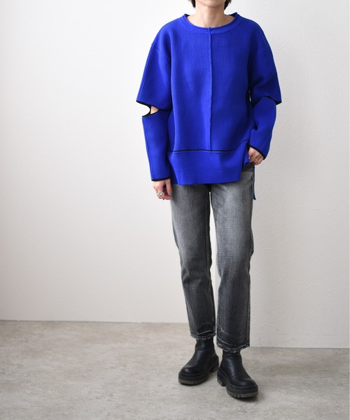 Eimee Law(エイミーロウ)の「配色リンキングスリットスリーブニットTOPS(ニット/セーター・レディース・ライトグレー/ブラウン/ピンク/ブルー・38)」の18枚目の写真
