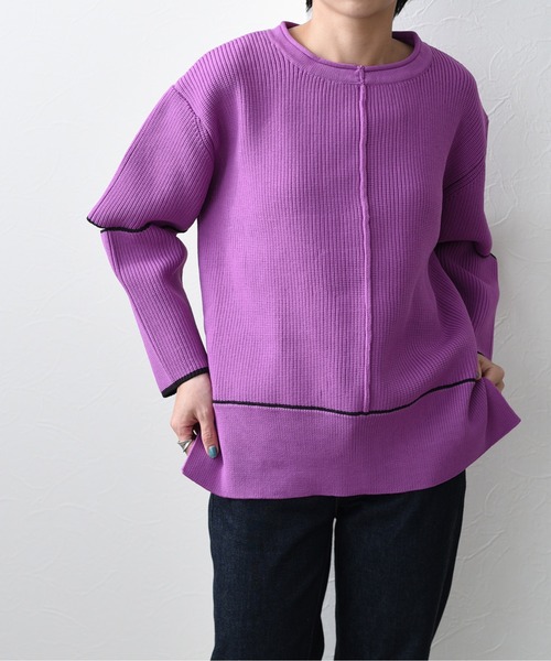 Eimee Law(エイミーロウ)の「配色リンキングスリットスリーブニットTOPS(ニット/セーター・レディース・ライトグレー/ブラウン/ピンク/ブルー・38)」の15枚目の写真