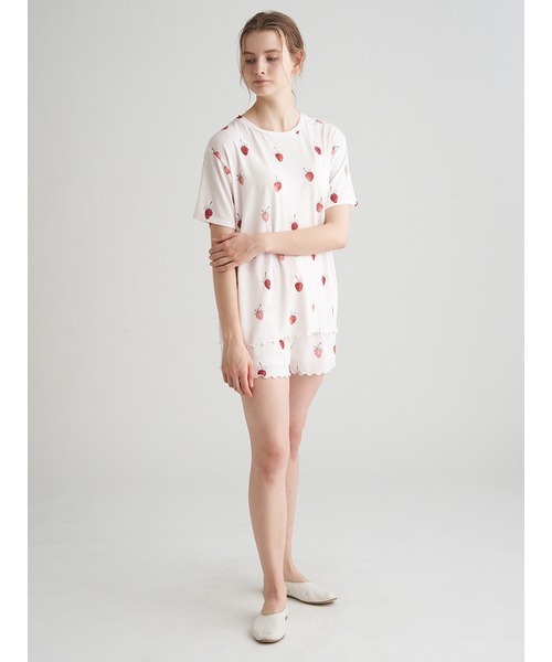 gelato pique(ジェラートピケ)の「【ONLINE限定】ストロベリーモチーフショートパンツ(ルームウェア/パジャマ・レディース・ベージュ/オフホワイト/ピンク・FREE)」の19枚目の写真