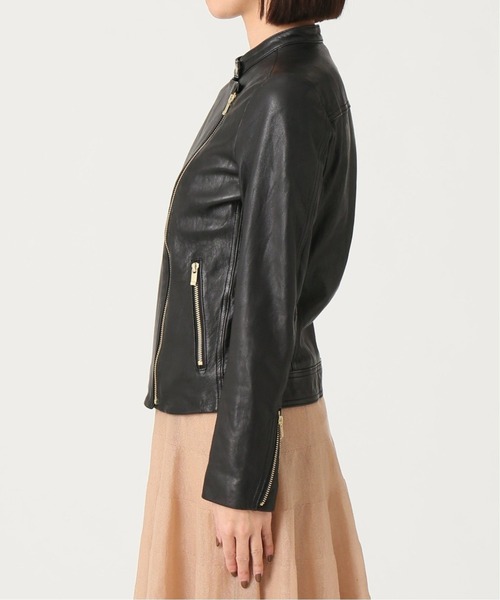 【美品】Noble ソフトラムレザー ライダースブルゾン ブラック　36 美品☆NOBLE ソフトラムレザーライダースブルゾンジャケット 36