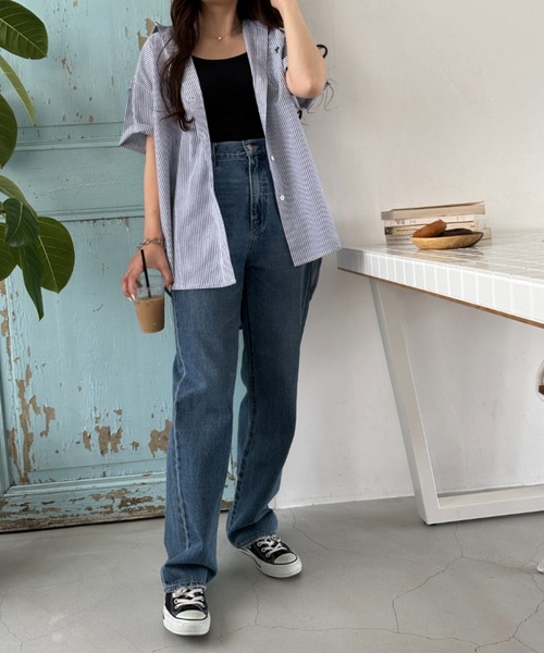 U.S. POLO ASSN.（ユーエスポロアッスン）の「∴WEGO/【26年春夏 待望の再入荷！】U.S. POLO ASSN.別注ハーフスリーブシャツ（シャツ/ブラウス・レディース・ホワイト/ベージュ/ブルー系その他4/グリーン/アイボリー/ブルー・FREE）」の8枚目の写真