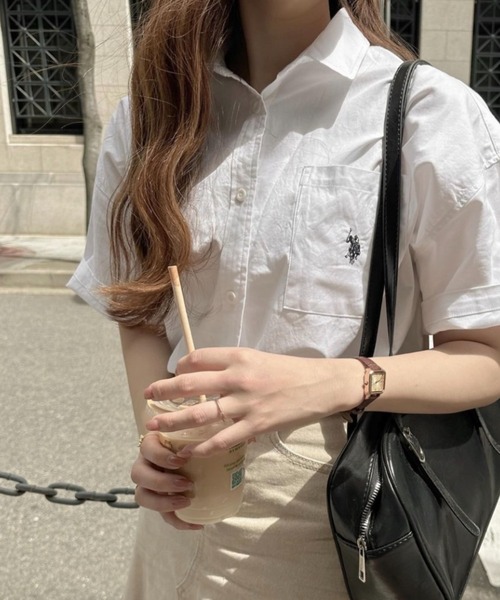 U.S. POLO ASSN.（ユーエスポロアッスン）の「∴WEGO/【26年春夏 待望の再入荷！】U.S. POLO ASSN.別注ハーフスリーブシャツ（シャツ/ブラウス・レディース・ホワイト/ベージュ/ブルー系その他4/グリーン/アイボリー/ブルー・FREE）」の18枚目の写真