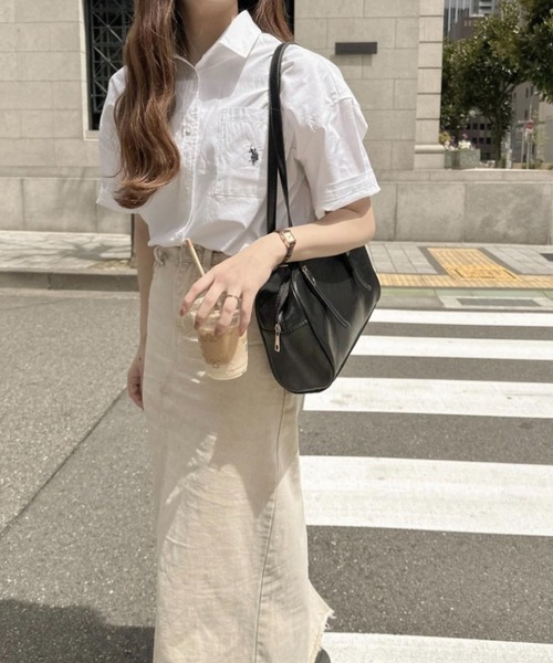 U.S. POLO ASSN.（ユーエスポロアッスン）の「∴WEGO/【26年春夏 待望の再入荷！】U.S. POLO ASSN.別注ハーフスリーブシャツ（シャツ/ブラウス・レディース・ホワイト/ベージュ/ブルー系その他4/グリーン/アイボリー/ブルー・FREE）」の19枚目の写真