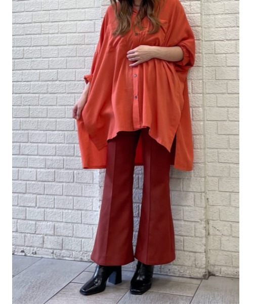 THROW by SLY（スローバイスライ）の「THROW HW C/P BELLBOTTOM ハイウエスト センタープレス　ベルボトム フレア（スラックス・レディース・ブラウン/ダークグレー・1/0）」の8枚目の写真