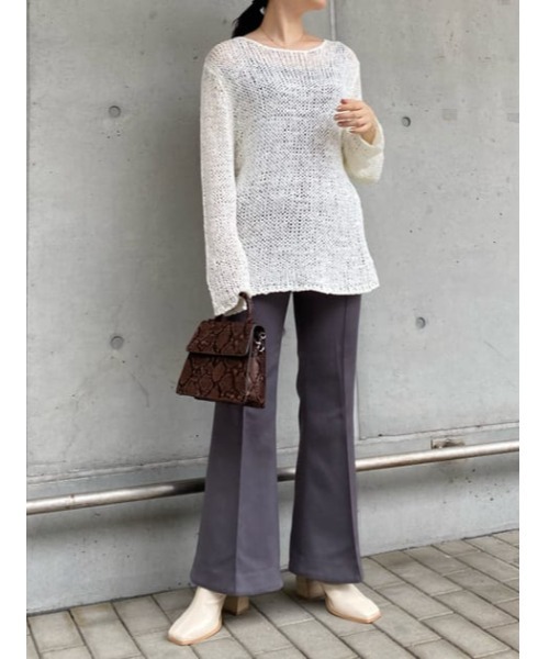 THROW by SLY（スローバイスライ）の「THROW HW C/P BELLBOTTOM ハイウエスト センタープレス　ベルボトム フレア（スラックス・レディース・ブラウン/ダークグレー・1/0）」の7枚目の写真