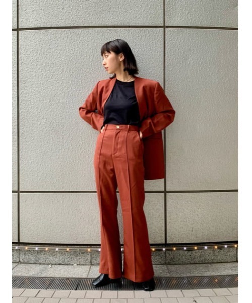 THROW by SLY（スローバイスライ）の「THROW HW C/P BELLBOTTOM ハイウエスト センタープレス　ベルボトム フレア（スラックス・レディース・ブラウン/ダークグレー・1/0）」の3枚目の写真