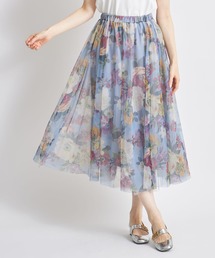 フラワープリントチュールスカート
