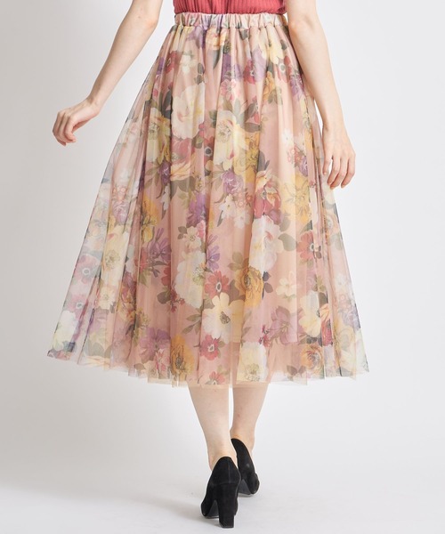 tocco closet(トッコ クローゼット)の「フラワープリントチュールスカート(スカート・レディース・ベージュ/グレー系その他・M)」の16枚目の写真