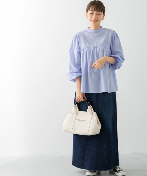 URBAN RESEARCH Sonny Label（アーバンリサーチサニーレーベル）の「スタンドカラーコットンレースブラウス（シャツ/ブラウス・レディース・ブラック/ブルー系その他/オフホワイト・FREE）」の15枚目の写真