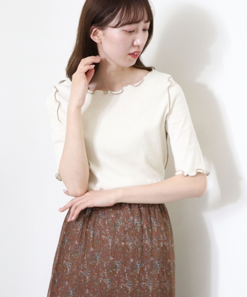 archives(アルシーヴ)の「【入荷禁止】配色メローリブT(Tシャツ/カットソー・レディース・ベージュ/ブラック/オフホワイト/ブルー・MEDIUM)」の6枚目の写真