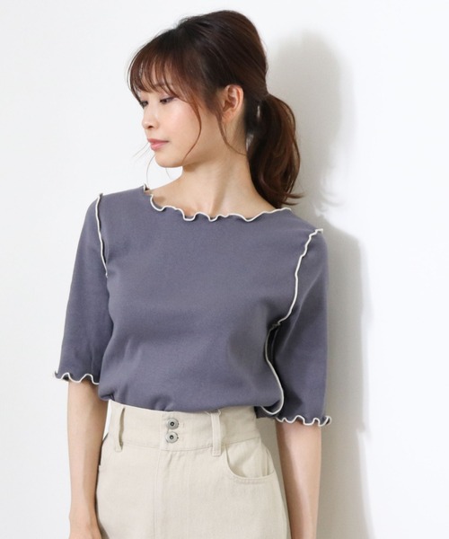 archives(アルシーヴ)の「【入荷禁止】配色メローリブT(Tシャツ/カットソー・レディース・ベージュ/ブラック/オフホワイト/ブルー・MEDIUM)」の11枚目の写真