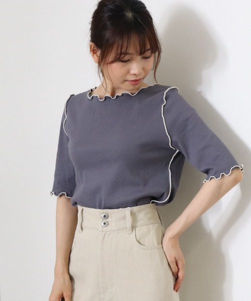 archives(アルシーヴ)の「【入荷禁止】配色メローリブT(Tシャツ/カットソー・レディース・ベージュ/ブラック/オフホワイト/ブルー・MEDIUM)」の12枚目の写真