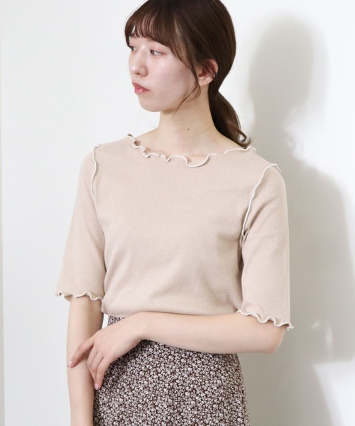 archives(アルシーヴ)の「【入荷禁止】配色メローリブT(Tシャツ/カットソー・レディース・ベージュ/ブラック/オフホワイト/ブルー・MEDIUM)」の8枚目の写真