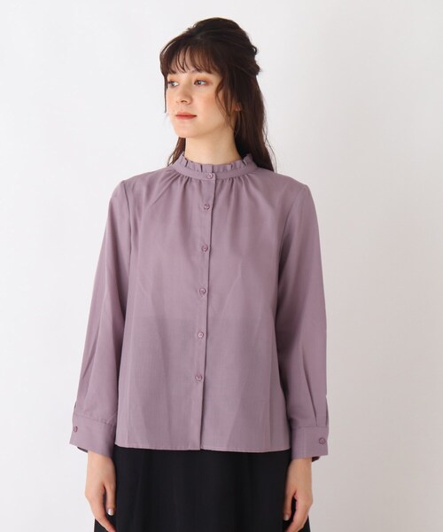 DRESKIP(ドレスキップ)の「◆スタンドちびフリルブラウス(シャツ/ブラウス・レディース・ブラック/オフホワイト/キャメル/ベージュ系その他4/ブラック系1/ピンク系・02/03/04)」の14枚目の写真