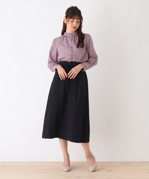 DRESKIP(ドレスキップ)の「◆スタンドちびフリルブラウス(シャツ/ブラウス・レディース・ブラック/オフホワイト/キャメル/ベージュ系その他4/ブラック系1/ピンク系・02/03/04)」の7枚目の写真