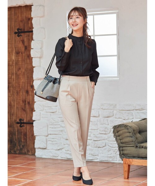 DRESKIP(ドレスキップ)の「◆スタンドちびフリルブラウス(シャツ/ブラウス・レディース・ブラック/オフホワイト/キャメル/ベージュ系その他4/ブラック系1/ピンク系・02/03/04)」の8枚目の写真