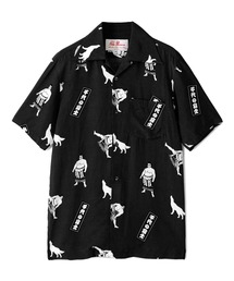 アロハブロッサム　美品 HULA フラガール アロハシャツ レーヨン 38 黒 aloha blossom アロハブロッサム Aloha Blossom HULA GIRL BLACK