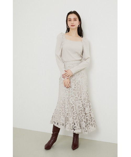 rienda（リエンダ）の「パフショルダーカットトップス（Tシャツ/カットソー・レディース・ブラック/ベージュ/ピンク/グリーン・FREE）」の5枚目の写真