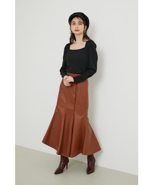 rienda（リエンダ）の「パフショルダーカットトップス（Tシャツ/カットソー・レディース・ブラック/ベージュ/ピンク/グリーン・FREE）」の12枚目の写真