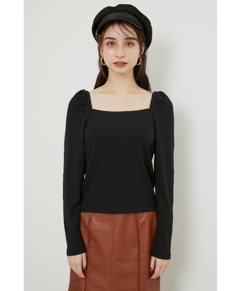 rienda（リエンダ）の「パフショルダーカットトップス（Tシャツ/カットソー・レディース・ブラック/ベージュ/ピンク/グリーン・FREE）」の6枚目の写真