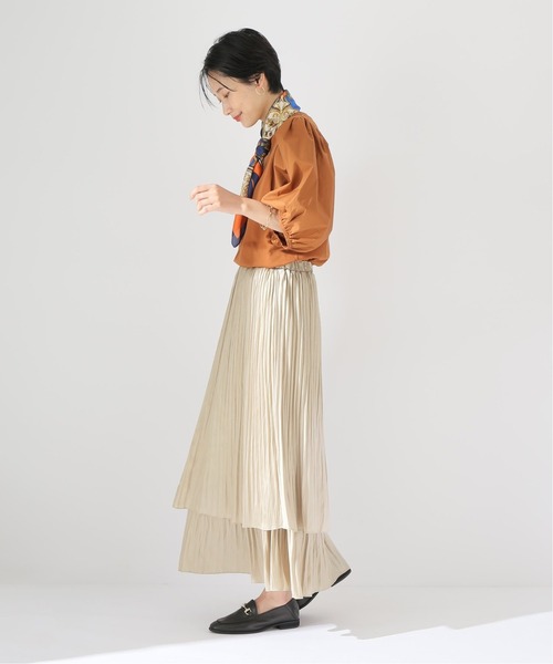 Simplicite（サンプリシテ）の「レザーライクプリーツスカート◆（スカート・レディース・ベージュ/ブラック・FREE）」の8枚目の写真