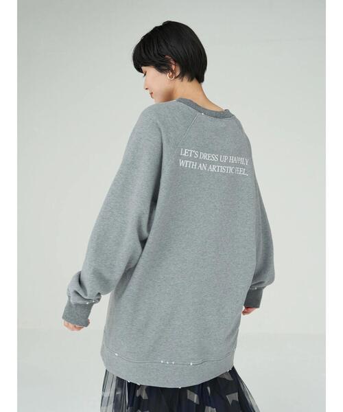 Editt by YECCA VECCA（エディットバイイェッカヴェッカ）の「ダメージ加工BIGスウェット＊（スウェット・レディース・チャコールグレー/ベージュ/杢グレー・FREE）」の22枚目の写真