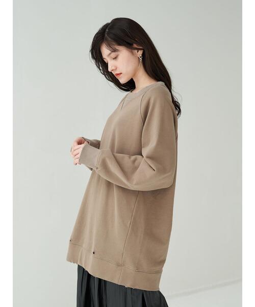 Editt by YECCA VECCA（エディットバイイェッカヴェッカ）の「ダメージ加工BIGスウェット＊（スウェット・レディース・チャコールグレー/ベージュ/杢グレー・FREE）」の8枚目の写真