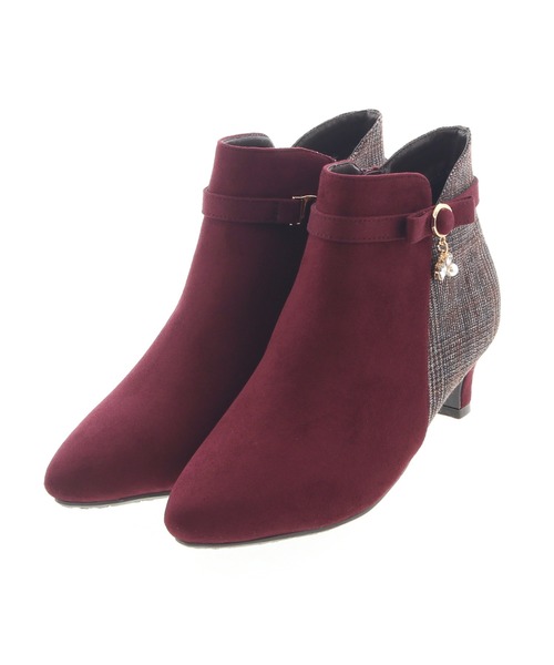 JELLY BEANS（ジェリービーンズ）の「2wayパールビジューリボンショートブーツ(214-40212)JELLY BEANS(ジェリービーンズ)（ブーツ・レディース・ワイン/グレイッシュベージュ/ブラック・L/S/M）」の14枚目の写真